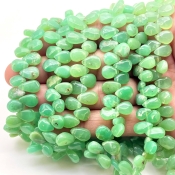 Chrysoprase 9-10mm Smooth Pear Shape AA Grade Gemstone Beads Strand - Total 1 Strand of 8 Inch.