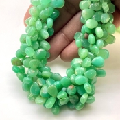Chrysoprase 9-10mm Smooth Pear Shape AA Grade Gemstone Beads Strand - Total 1 Strand of 8 Inch.