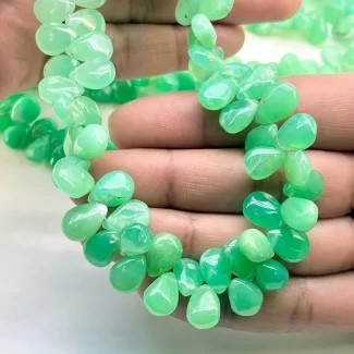 Chrysoprase 10-10.5mm Smooth Pear Shape AA Grade Gemstone Beads Strand - Total 1 Strand of 8 Inch.