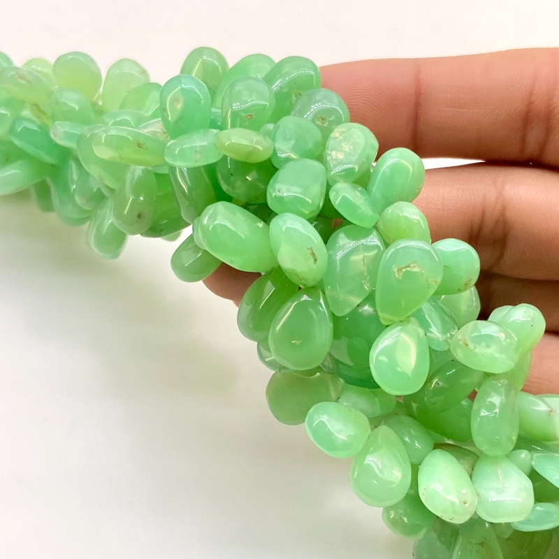 Chrysoprase 7-8mm Smooth Pear Shape AA Grade Gemstone Beads Strand - Total 1 Strand of 8 Inch.