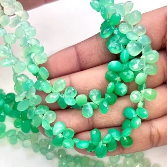 Chrysoprase 6-11mm Briolette Pear Shape AA+ Grade Gemstone Beads Strand - Total 1 Strand of 8 Inch.