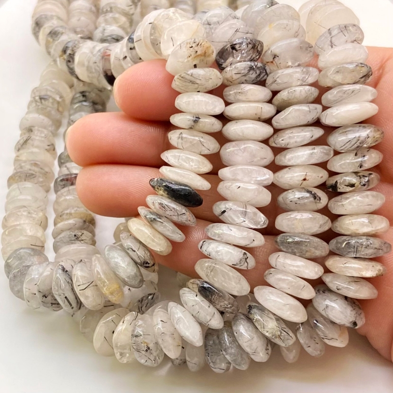 Quartz 7.5-13.5mm Smooth Wheel Shape B Grade Gemstone Beads Lot - Total 4 Strands of 16 Inch.