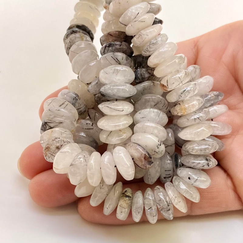 Quartz 7.5-13.5mm Smooth Wheel Shape B Grade Gemstone Beads Lot - Total 4 Strands of 16 Inch.