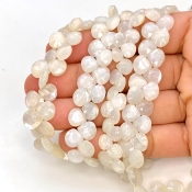 White Moonstone 6.5-10mm Briolette Heart Shape AA+ Grade Gemstone Beads Lot - Total 9 Strands of 7 Inch.