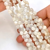 White Moonstone 6.5-10mm Briolette Heart Shape AA+ Grade Gemstone Beads Lot - Total 9 Strands of 7 Inch.
