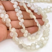 White Moonstone 6.5-10mm Briolette Heart Shape AA+ Grade Gemstone Beads Lot - Total 9 Strands of 7 Inch.