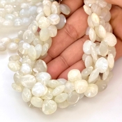 White Moonstone 6.5-10mm Briolette Heart Shape AA+ Grade Gemstone Beads Lot - Total 9 Strands of 7 Inch.