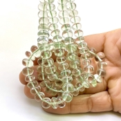 Green Amethyst 6-10mm Smooth Rondelle Shape AA+ Grade Gemstone Beads Strand - Total 1 Strand of 18 Inch.