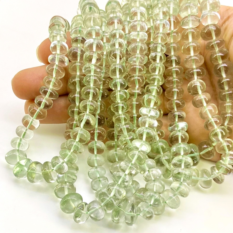 Green Amethyst 6-10mm Smooth Rondelle Shape AA+ Grade Gemstone Beads Strand - Total 1 Strand of 18 Inch.