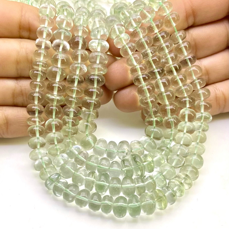 Green Amethyst 6-10mm Smooth Rondelle Shape AA+ Grade Gemstone Beads Strand - Total 1 Strand of 18 Inch.