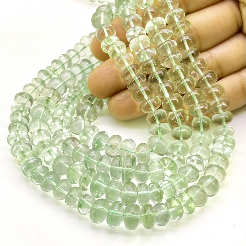 Green Amethyst 6-10mm Smooth Rondelle Shape AA+ Grade Gemstone Beads Strand - Total 1 Strand of 18 Inch.