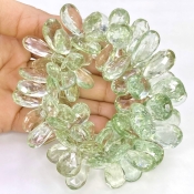 Green Amethyst 17-24mm Briolette Pear Shape AA+ Grade Gemstone Beads Strand - Total 1 Strand of 8 Inch.