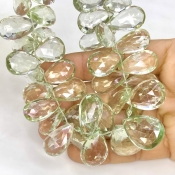 Green Amethyst 17-24mm Briolette Pear Shape AA+ Grade Gemstone Beads Strand - Total 1 Strand of 8 Inch.