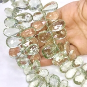 Green Amethyst 17-24mm Briolette Pear Shape AA+ Grade Gemstone Beads Strand - Total 1 Strand of 8 Inch.