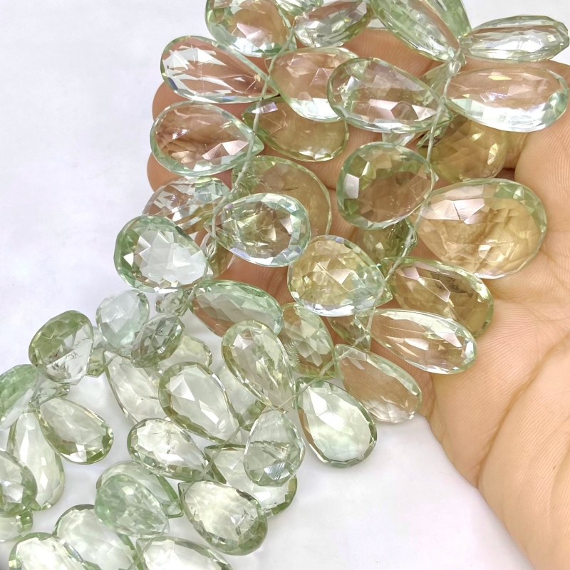 Green Amethyst 17-24mm Briolette Pear Shape AA+ Grade Gemstone Beads Strand - Total 1 Strand of 8 Inch.