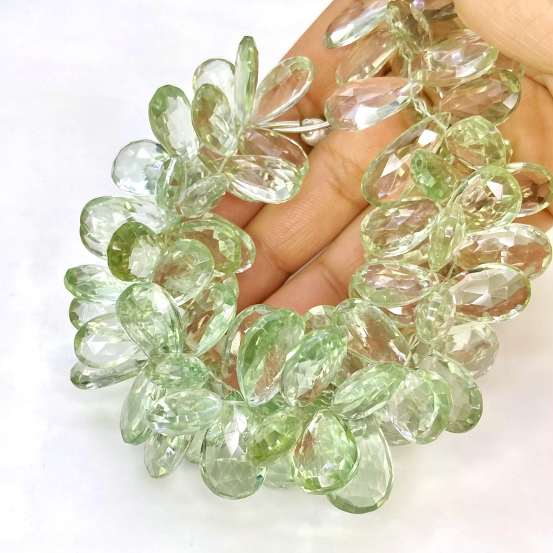 Green Amethyst 17-25mm Briolette Pear Shape AA+ Grade Gemstone Beads Strand - Total 1 Strand of 8 Inch.