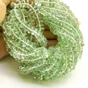 Green Amethyst 5-9.5mm Smooth Rondelle Shape AA+ Grade Gemstone Beads Lot - Total 5 Strands of 16 Inch.