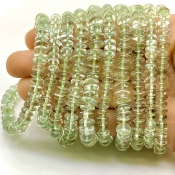 Green Amethyst 5-9.5mm Smooth Rondelle Shape AA+ Grade Gemstone Beads Lot - Total 5 Strands of 16 Inch.