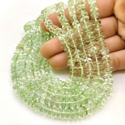 Green Amethyst 5-9.5mm Smooth Rondelle Shape AA+ Grade Gemstone Beads Lot - Total 5 Strands of 16 Inch.