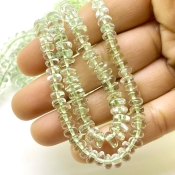 Green Amethyst 5-9.5mm Smooth Rondelle Shape AA+ Grade Gemstone Beads Lot - Total 5 Strands of 16 Inch.