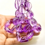Brazilian Amethyst 13-21mm Smooth Nugget Shape AA Grade Gemstone Beads Strand - Total 1 Strand of 15 Inch.