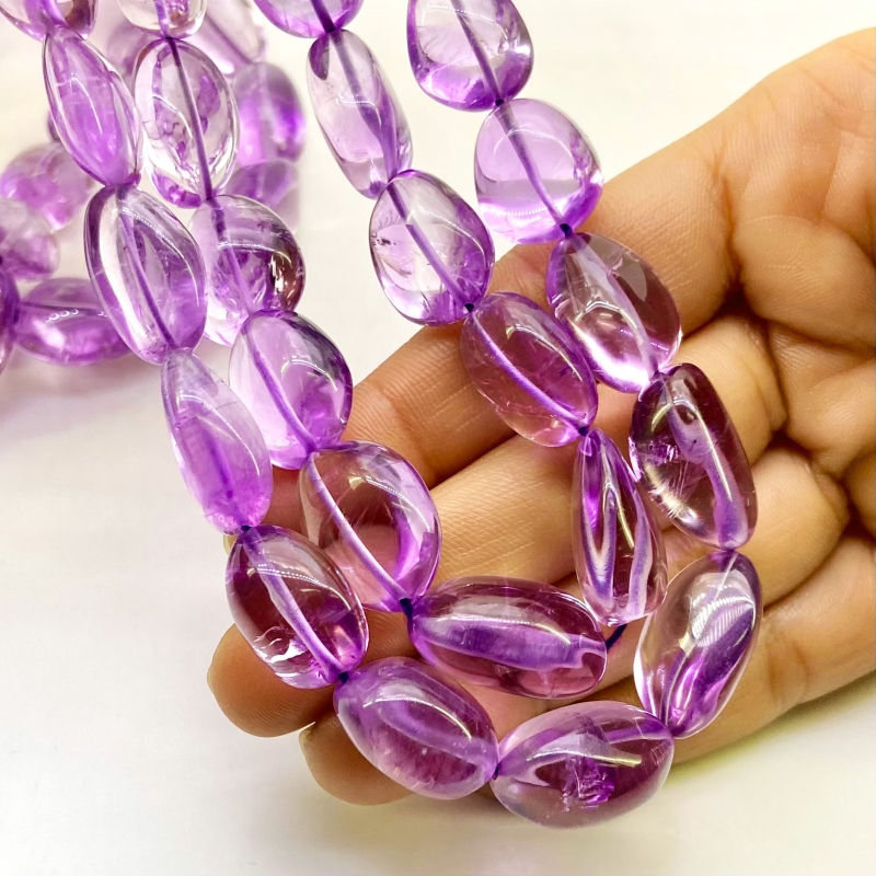 Brazilian Amethyst 13-21mm Smooth Nugget Shape AA Grade Gemstone Beads Strand - Total 1 Strand of 15 Inch.