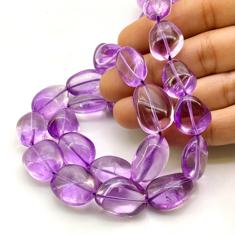 Brazilian Amethyst 13-21mm Smooth Nugget Shape AA Grade Gemstone Beads Strand - Total 1 Strand of 15 Inch.