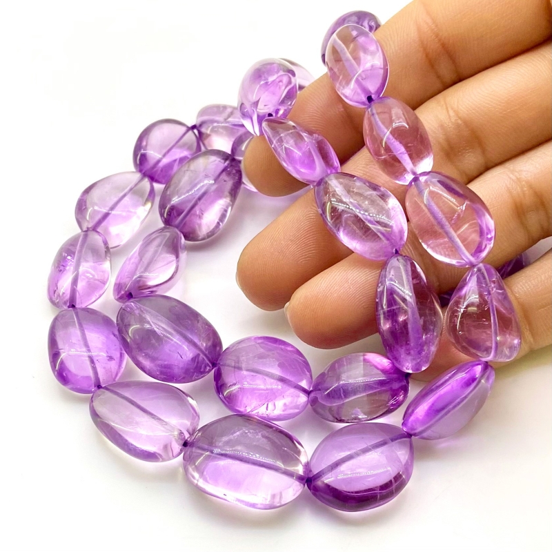 Brazilian Amethyst 13-21mm Smooth Nugget Shape AA Grade Gemstone Beads Strand - Total 1 Strand of 15 Inch.