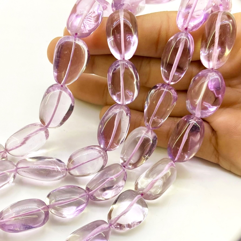 Pink Amethyst 18-25mm Smooth Nugget Shape AAA Grade Gemstone Beads Strand - Total 1 Strand of 18 Inch.