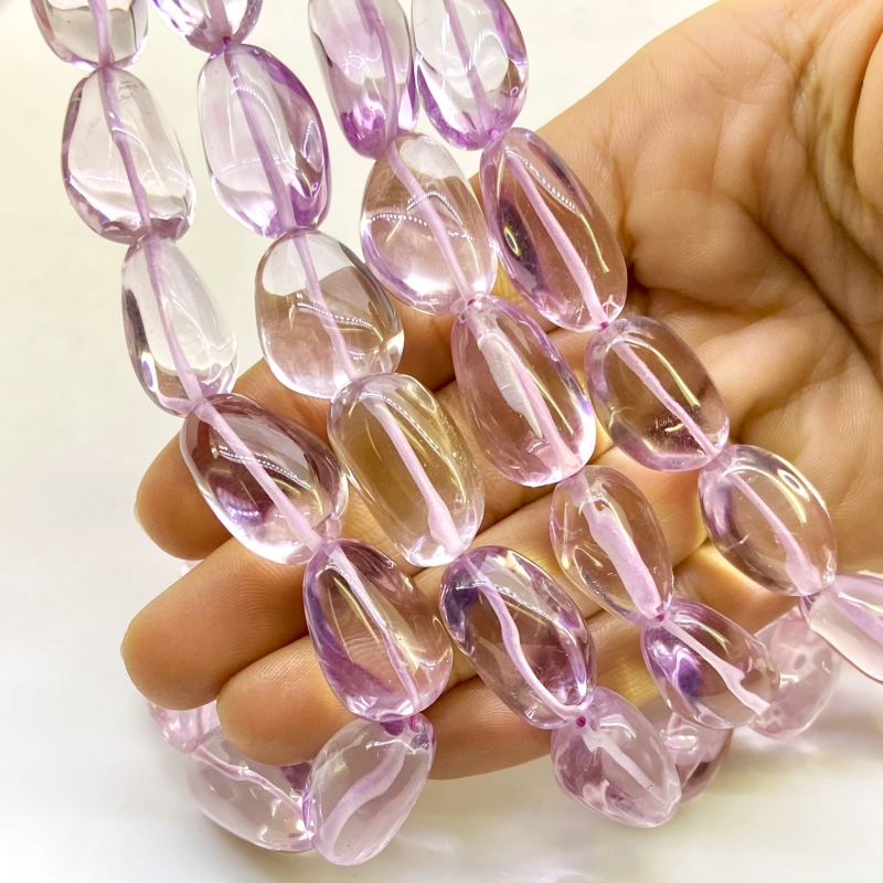 Pink Amethyst 18-25mm Smooth Nugget Shape AAA Grade Gemstone Beads Strand - Total 1 Strand of 18 Inch.