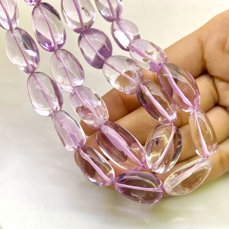 Pink Amethyst 18-25mm Smooth Nugget Shape AAA Grade Gemstone Beads Strand - Total 1 Strand of 18 Inch.