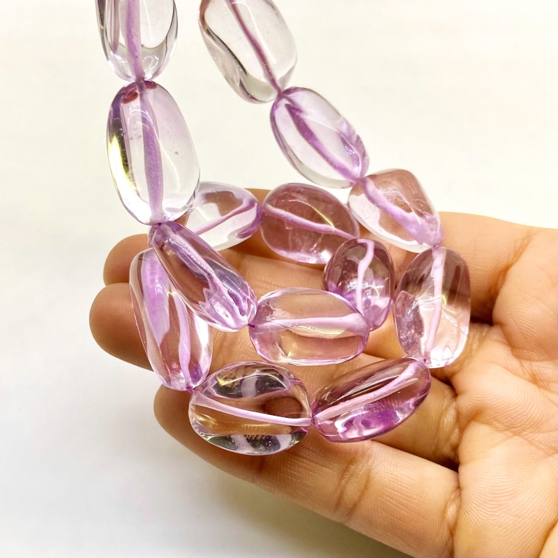 Pink Amethyst 18-25mm Smooth Nugget Shape AAA Grade Gemstone Beads Strand - Total 1 Strand of 18 Inch.
