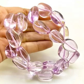 Pink Amethyst 18-25mm Smooth Nugget Shape AAA Grade Gemstone Beads Strand - Total 1 Strand of 18 Inch.