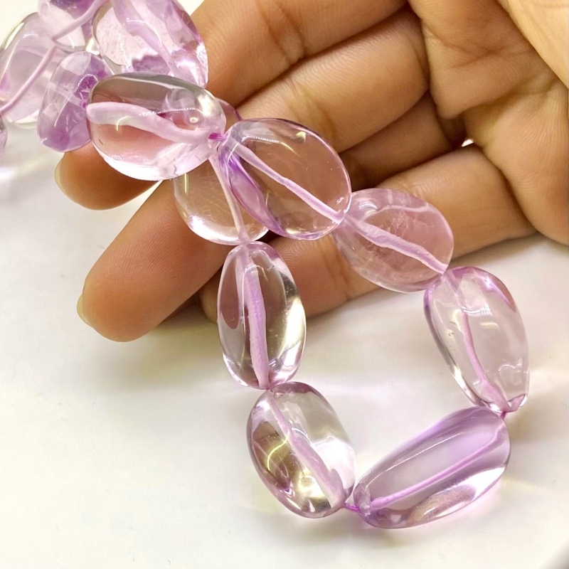 Pink Amethyst 18-25mm Smooth Nugget Shape AAA Grade Gemstone Beads Strand - Total 1 Strand of 18 Inch.