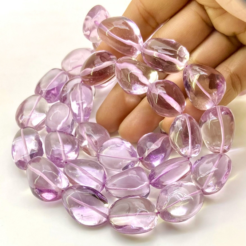 Pink Amethyst 17-23mm Smooth Nugget Shape AAA Grade Gemstone Beads Strand - Total 1 Strand of 18 Inch.