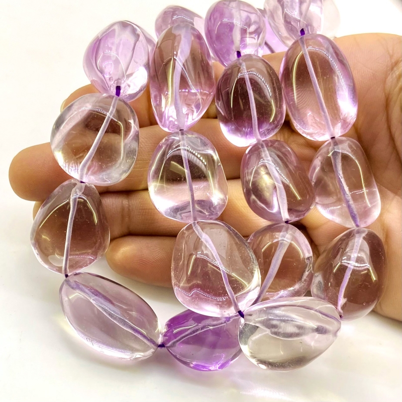 Pink Amethyst 20-29mm Smooth Nugget Shape AA Grade Gemstone Beads Strand - Total 1 Strand of 13 Inch.