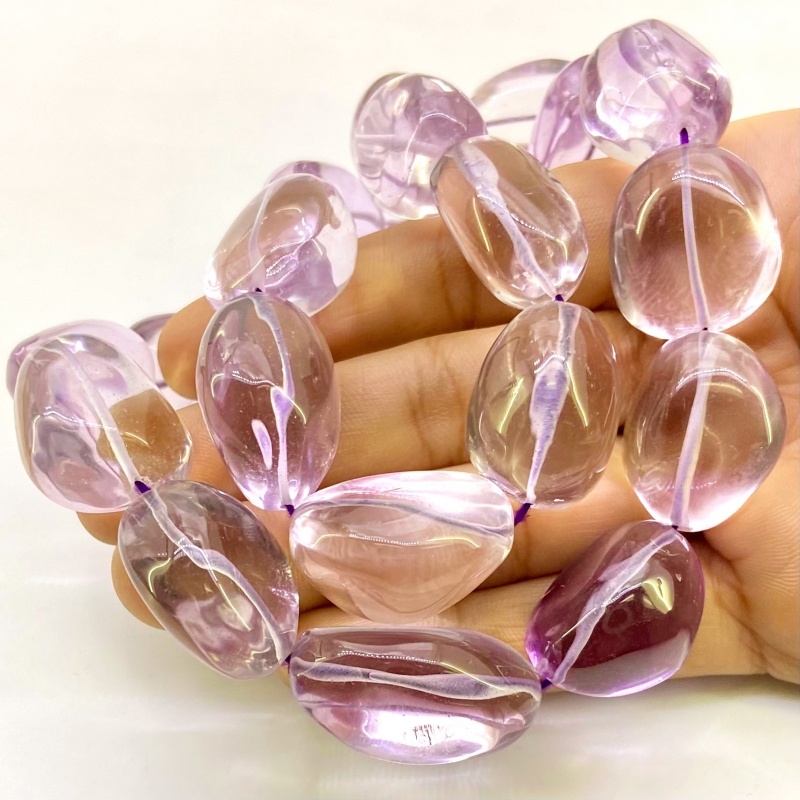 Pink Amethyst 20-29mm Smooth Nugget Shape AA Grade Gemstone Beads Strand - Total 1 Strand of 13 Inch.