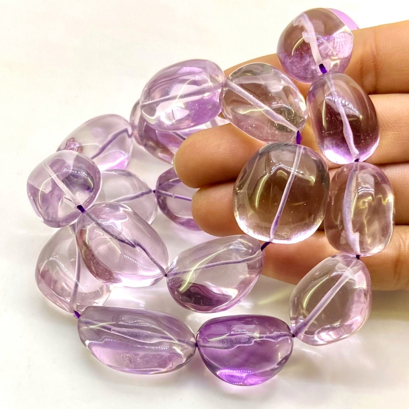 Pink Amethyst 20-29mm Smooth Nugget Shape AA Grade Gemstone Beads Strand - Total 1 Strand of 13 Inch.