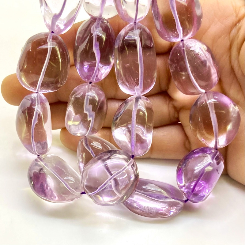 Pink Amethyst 20-29mm Smooth Nugget Shape AA Grade Gemstone Beads Strand - Total 1 Strand of 13 Inch.