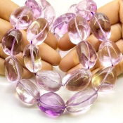 Pink Amethyst 20-29mm Smooth Nugget Shape AA Grade Gemstone Beads Strand - Total 1 Strand of 13 Inch.
