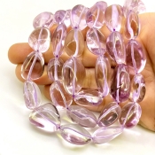 Pink Amethyst 13-24mm Smooth Nugget Shape AA Grade Gemstone Beads Strand - Total 1 Strand of 16 Inch.