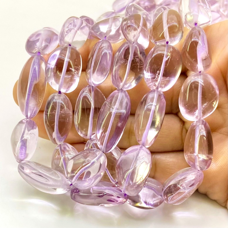 Pink Amethyst 13-24mm Smooth Nugget Shape AA Grade Gemstone Beads Strand - Total 1 Strand of 16 Inch.