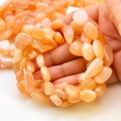 Peach Moonstone 8-20mm Smooth Nugget Shape AA+ Grade Gemstone Beads Strand - Total 1 Strand of 18 Inch.