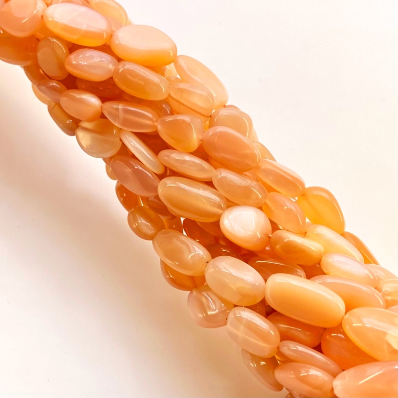 Peach Moonstone 8-20mm Smooth Nugget Shape AA+ Grade Gemstone Beads Strand - Total 1 Strand of 18 Inch.