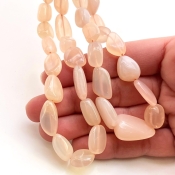 Peach Moonstone 8-20mm Smooth Nugget Shape AA+ Grade Gemstone Beads Strand - Total 1 Strand of 18 Inch.