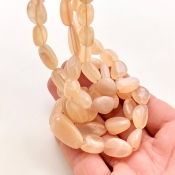 Peach Moonstone 8-20mm Smooth Nugget Shape AA+ Grade Gemstone Beads Strand - Total 1 Strand of 18 Inch.