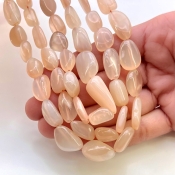 Peach Moonstone 8-20mm Smooth Nugget Shape AA+ Grade Gemstone Beads Strand - Total 1 Strand of 18 Inch.
