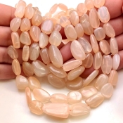 Peach Moonstone 8-20mm Smooth Nugget Shape AA+ Grade Gemstone Beads Strand - Total 1 Strand of 18 Inch.