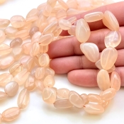 Peach Moonstone 8-20mm Smooth Nugget Shape AA+ Grade Gemstone Beads Strand - Total 1 Strand of 18 Inch.