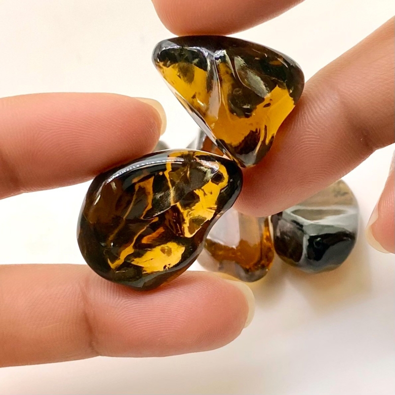  175.50 Cts. Whisky Quartz 18-27mm Smooth Nugget Shape AA+ Grade Loose Gemstone Beads Lot - Total 6 Pcs.